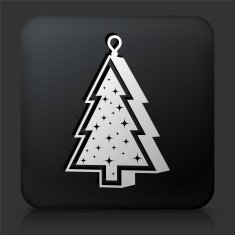 Black Square Button with Christmas Decoration Icon
