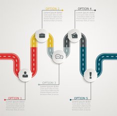 Colorful road infographic timeline with icons