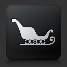 Black Square Button with Santa's Sleigh