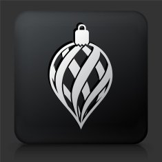 Black Square Button with Christmas Decoration Icon N4