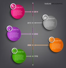 Time line info graphic colored round modern template