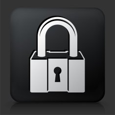 Black Square Button with Security Lock Icon N2