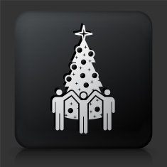 Black Square Button with Christmas Icon