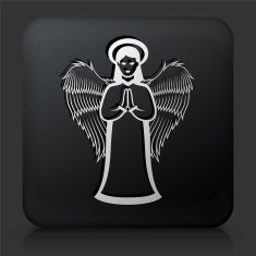 Black Square Button with Christmas Decoration Icon N9