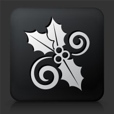 Black Square Button with Christmas Decoration Icon N10