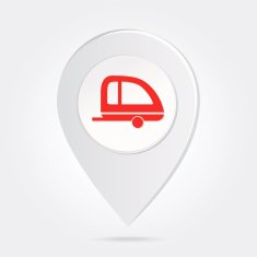 Map Marker Pin Red Trailer on Round Icon button