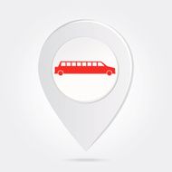 Map Marker Pin Red Limousine Silhouette on Round Icon Button