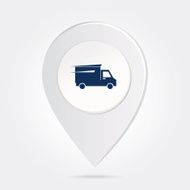 Map Marker Pin Blue Delivery Truck Silhouette Round Icon Button
