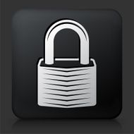 Black Square Button with Security Lock Icon N3