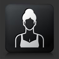 Black Square Button with Woman Face