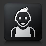 Black Square Button with Teenager Face