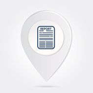 Map Marker Pin Blue Report Note on Round Icon Button