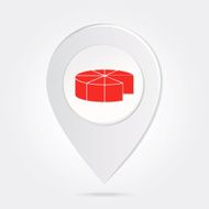 Map Marker Red Documents Pie Chart Icon Button in Middle