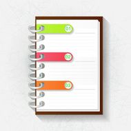 Notepad with three labels
