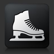 Black Square Button with Ice Skates