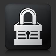 Black Square Button with Security Lock Icon N4