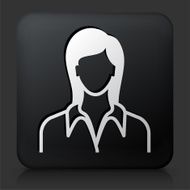 Black Square Button with Woman Face N2