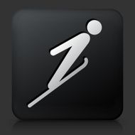 Black Square Button with Ski Jump Icon