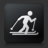 Black Square Button with Skiing Icon