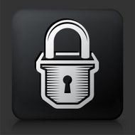 Black Square Button with Security Lock Icon N6