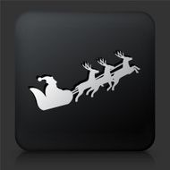 Black Square Button with Santa Clause Sled