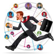 Running businessman infographics