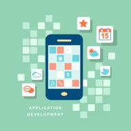 flat design concept of development process an application