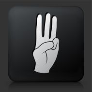 Black Square Button with Three Fingers Icon