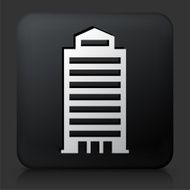 Black Square Button with Building Icon N3