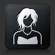 Black Square Button with Woman Face N6