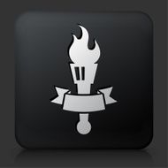 Black Square Button with Flame Torch
