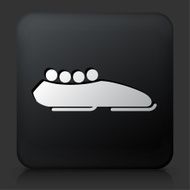 Black Square Button with Bobsleigh and Athletes