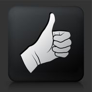 Black Square Button with Thumbs Up Icon