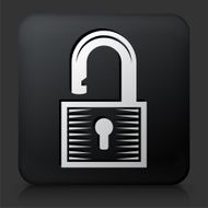 Black Square Button with Security Lock Icon N8