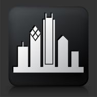 Black Square Button with Cityscape Icon N3