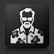Black Square Button with Male Face N4