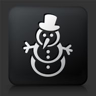 Black Square Button with Snowman Icon