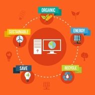 Ecology and technology flat design concept illustration