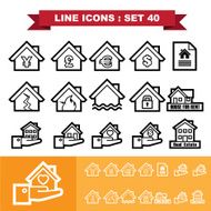 Real Estate line icons set 40