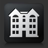 Black Square Button with Building Icon N4