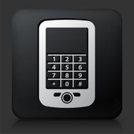 Black Square Button with Touchscreen Phone Icon