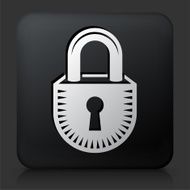 Black Square Button with Security Lock Icon N9