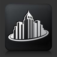 Black Square Button with Cityscape Icon N4