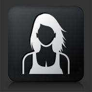 Black Square Button with Woman Face N7