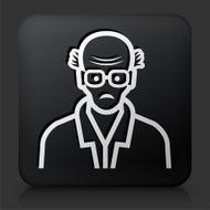 Black Square Button with Elderly Man Face
