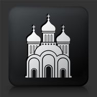 Black Square Button with Church Building Icon N2