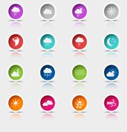 Colored set round web buttons weather