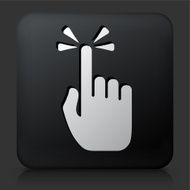 Black Square Button with Touching Hand Icon