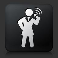Black Square Button with Public Speaking Icon