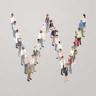People forming the letter W